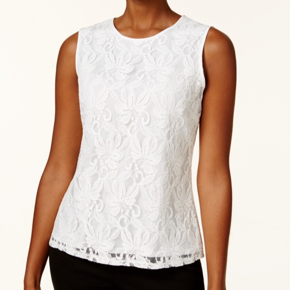 NWT Kasper Lace Sleeveless Top - Vanilla Ice